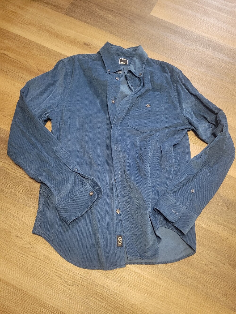 todd snyder Blue corduroy button-up shirt with a relaxed fit